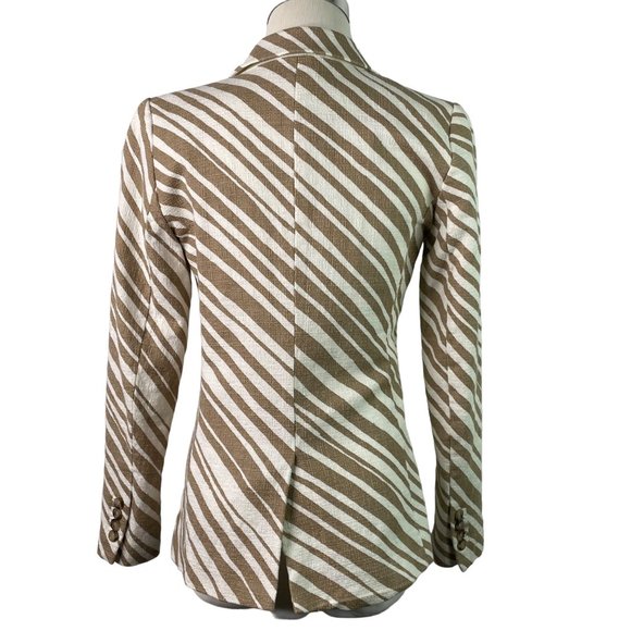 Ann Taylor Zebra Animal Tan Blazer Suit Jacket Size 0P One Button - Picture 4 of 9